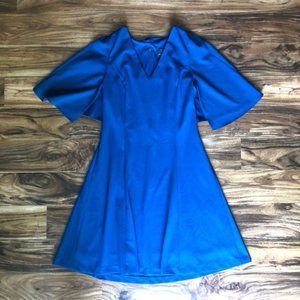 Adrianna Papell Blue A-line Midi Dress with Cape